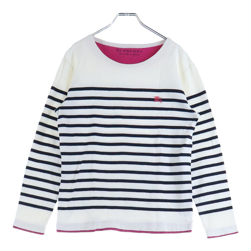 BURBERRY BLACK LABEL(バーバリー ブラックレーベル) ボーダー クルーネック 長袖 カットソー Tシャツ ネイビー/ホワイト