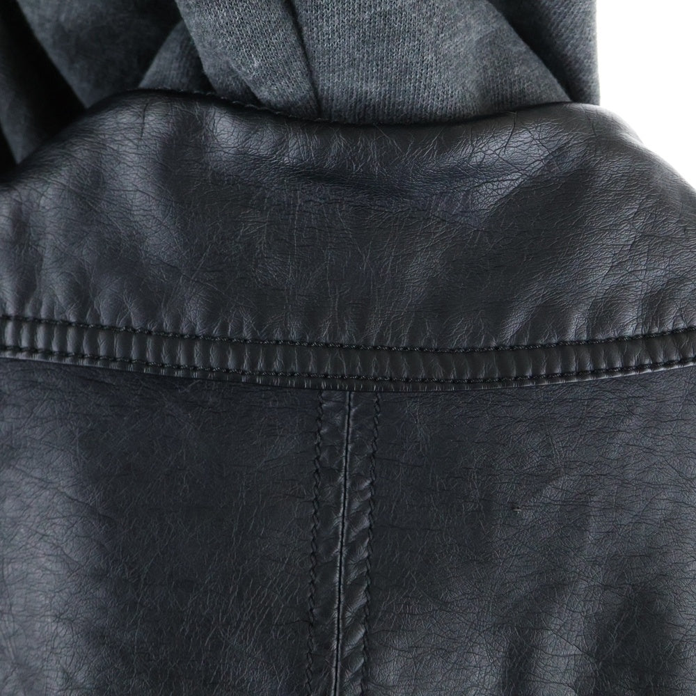 HOLLISTER(ホリスター) フェイクレザー コットン 切り返し フーデッド ジャケット ブルゾン ブラック レディース