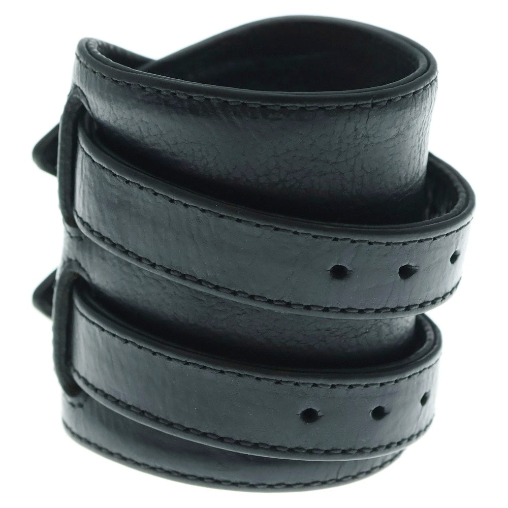 CHROME HEARTS(クロムハーツ) DOUBLE RR ダブルロックンロール ガンスリンガー レザーブレスレット ブラック/シルバー