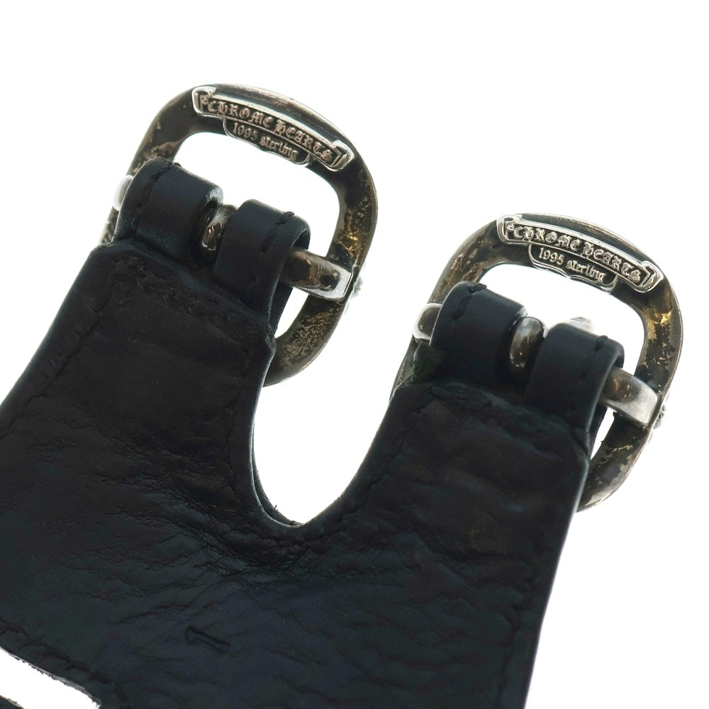 CHROME HEARTS(クロムハーツ) DOUBLE RR ダブルロックンロール ガンスリンガー レザーブレスレット ブラック/シルバー