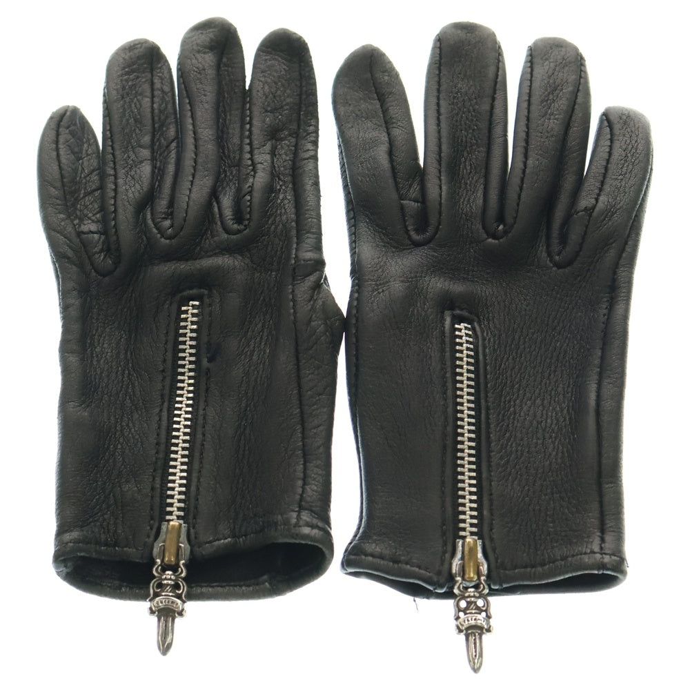 CHROME HEARTS(クロムハーツ) DGR ZIP GROVE ダガージップ レザーグローブ ブラック
