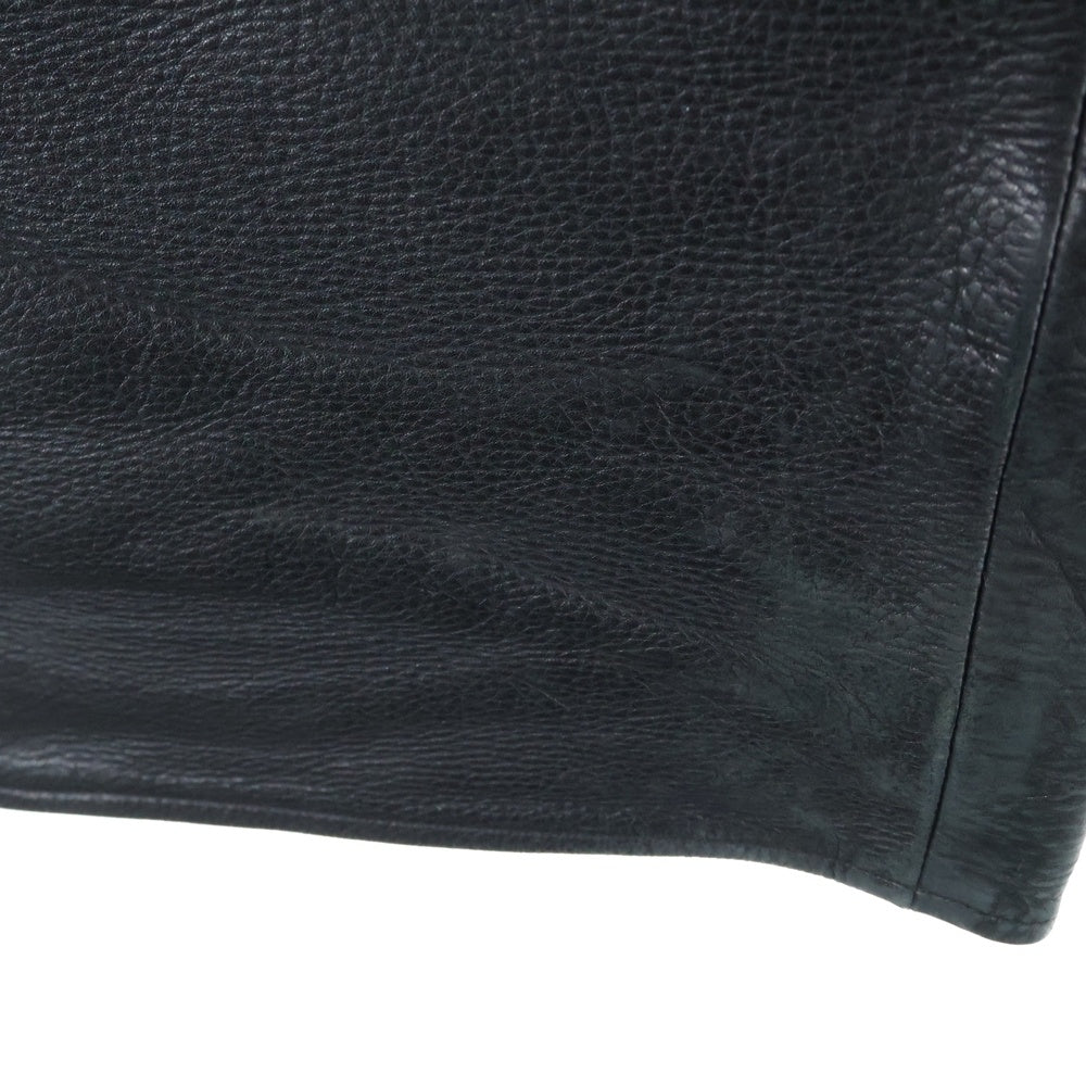 CHROME HEARTS(クロムハーツ) LTHR PANTS クロスボールボタン 5ポケット フレアニー ボタンフライ レザー ストレートパンツ ブラック