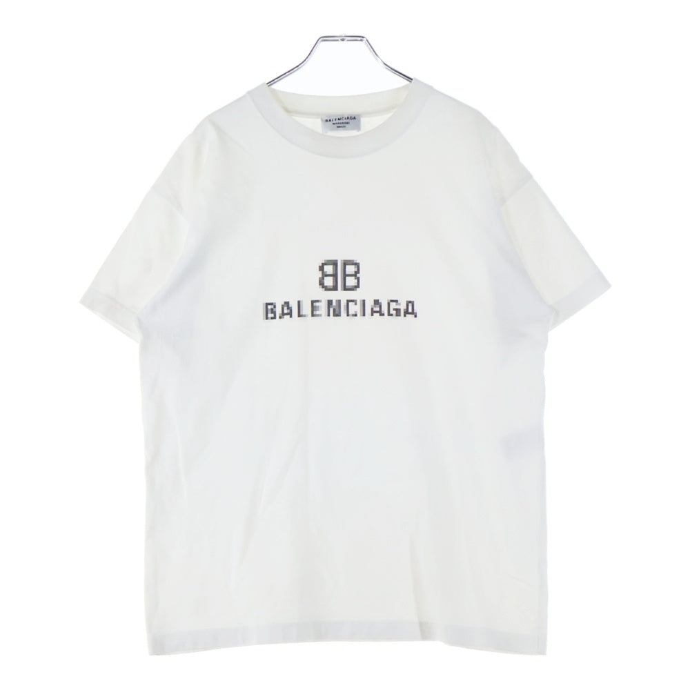 BALENCIAGA(バレンシアガ) 21SS BLCG BB PIXEL MEDIUM FIT T-SHIRT モザイク ピクセルロゴプリント クルーネック 半袖 カットソー Tシャツ ホワイト 612965 TKVI7