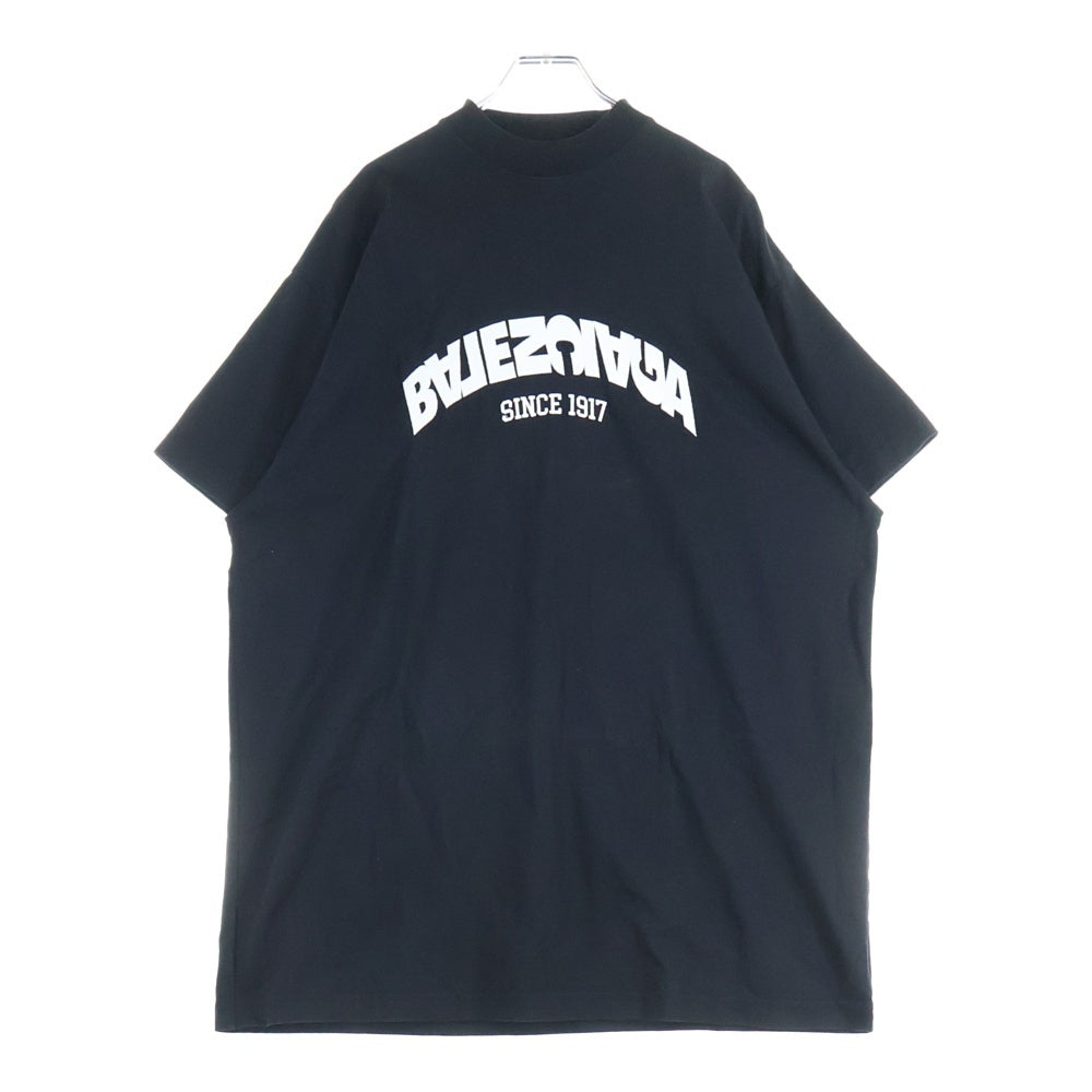 BALENCIAGA(バレンシアガ) BACK FRIP フロントロゴ 刺繍 半袖Tシャツ カットソー ブラック 739028 TPVF9