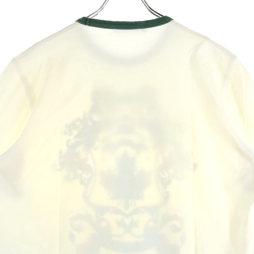DSQUARED2(ディースクエアード) フロントプリント ラグラン クルーネック 半袖Tシャツ カットソー ホワイト