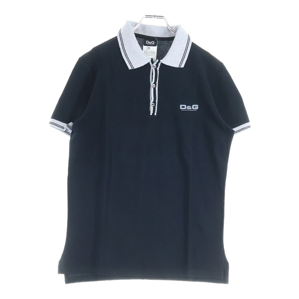 DOLCE & GABBANA(ドルチェアンドガッバーナ) フロントロゴ 半袖ポロシャツ ブラック/グレー
