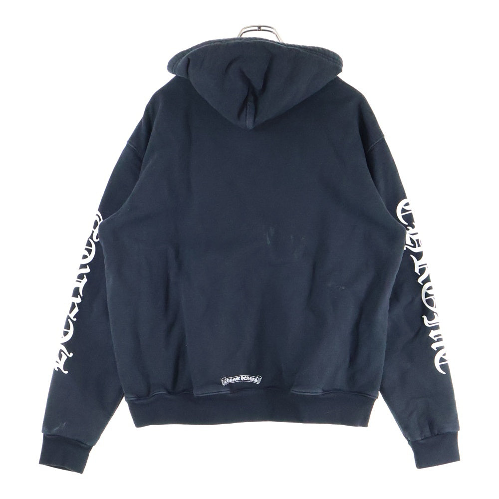 CHROME HEARTS(クロムハーツ) SWTSHRT HD ZIP 袖ロゴプリント フーディー ジップアップパーカー ブラック