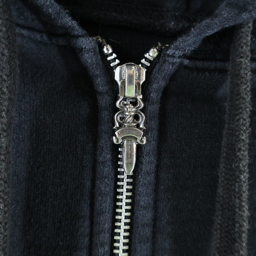 CHROME HEARTS(クロムハーツ) SWTSHRT HD ZIP 袖ロゴプリント フーディー ジップアップパーカー ブラック