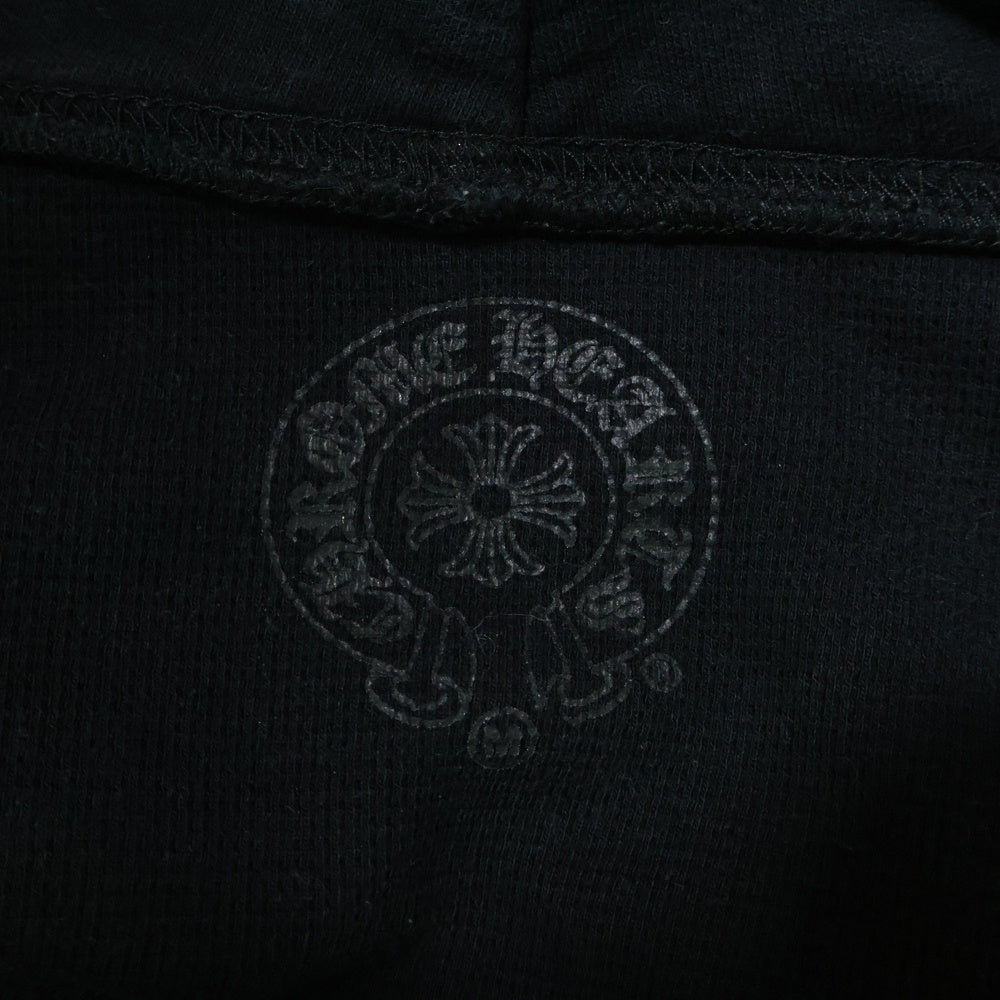 CHROME HEARTS(クロムハーツ) SWTSHRT HD ZIP 袖ロゴプリント フーディー ジップアップパーカー ブラック