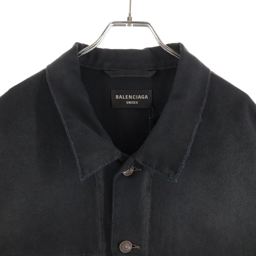 BALENCIAGA(バレンシアガ) 22AW HAND DRAWN BB Oversized Denim Jacket ハンドドロウン スプレー ペイント BBアイコン オーバーサイズド デニムジャケット ブラック 724646 TNW54