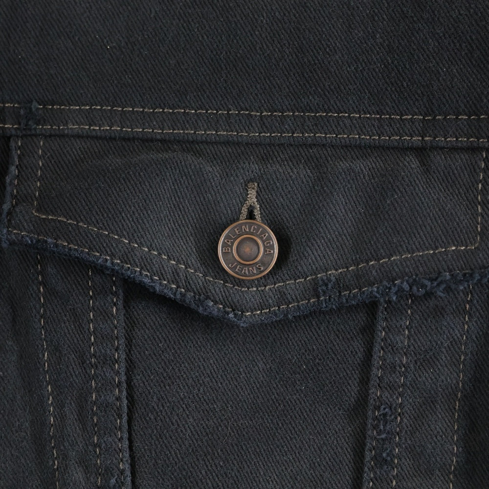 BALENCIAGA(バレンシアガ) 22AW HAND DRAWN BB Oversized Denim Jacket ハンドドロウン スプレー ペイント BBアイコン オーバーサイズド デニムジャケット ブラック 724646 TNW54