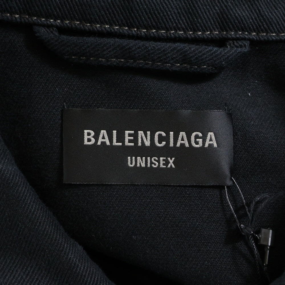 BALENCIAGA(バレンシアガ) 22AW HAND DRAWN BB Oversized Denim Jacket ハンドドロウン スプレー ペイント BBアイコン オーバーサイズド デニムジャケット ブラック 724646 TNW54