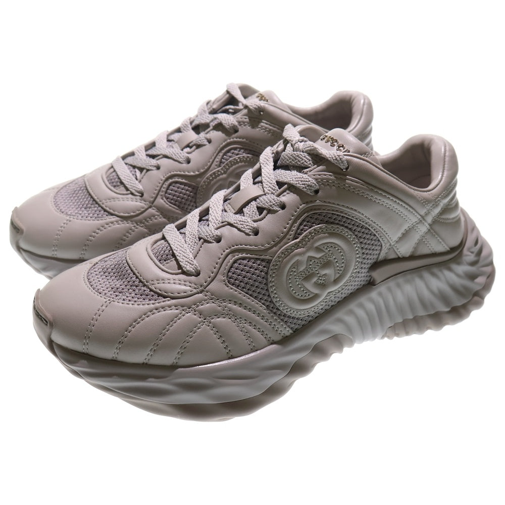 GUCCI(グッチ) 24AW インターロッキングG エンボス レザー ローカットスニーカー グレー レディース US5.5/23.5cm 771471