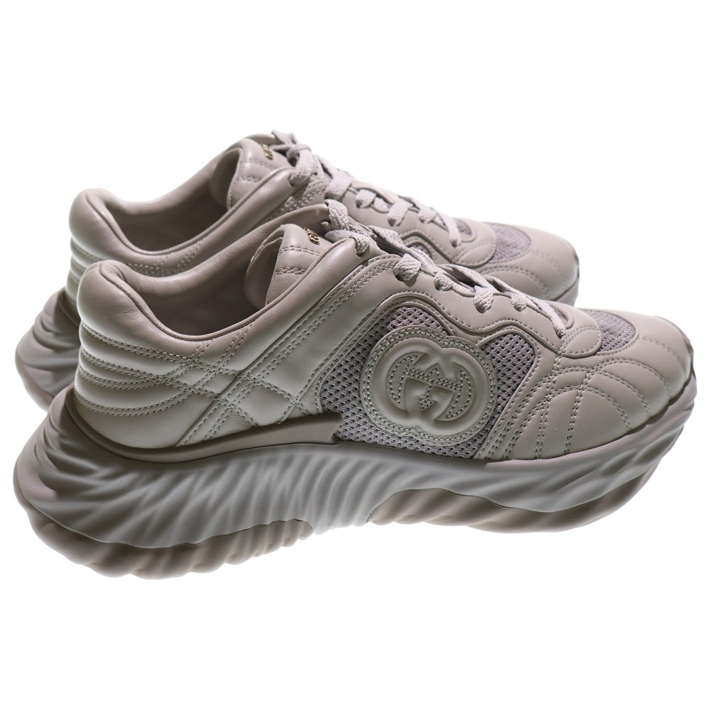 GUCCI(グッチ) 24AW インターロッキングG エンボス レザー ローカットスニーカー グレー レディース US5.5/23.5cm 771471