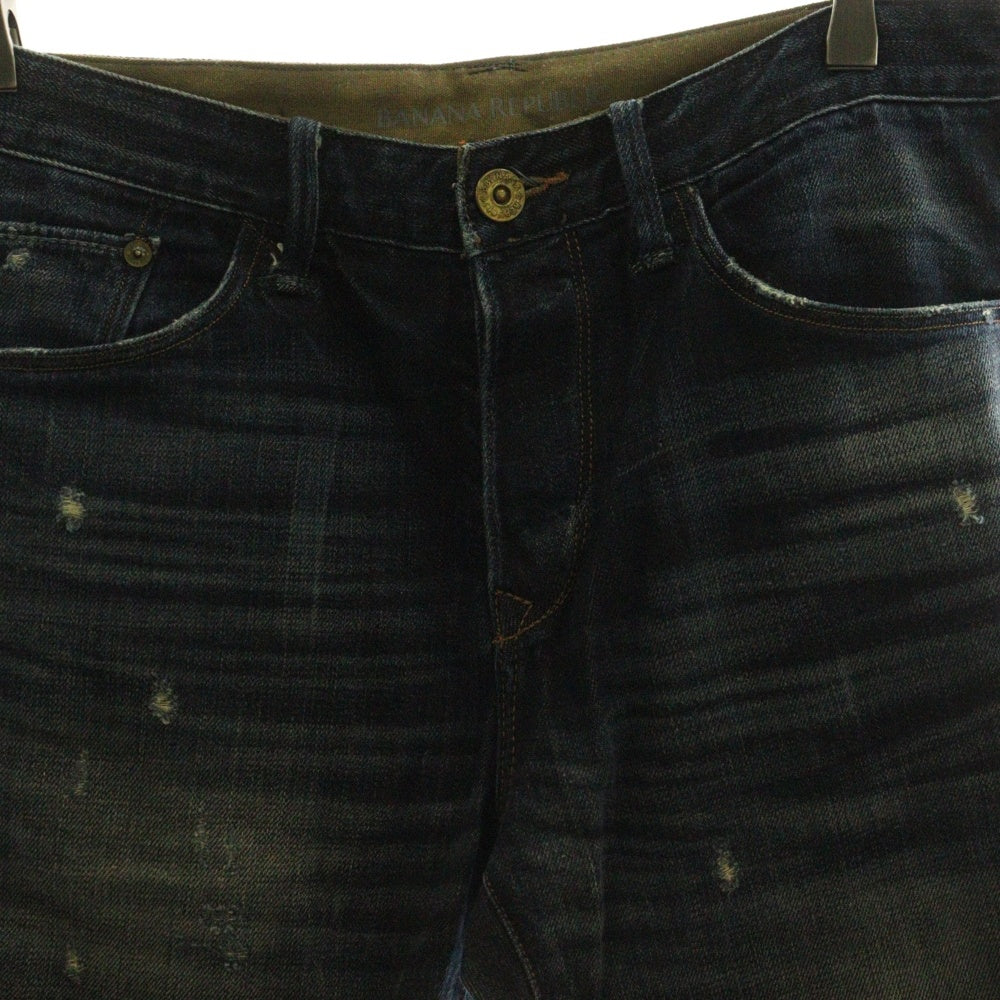 BANANA REPUBLIC(バナナリパブリック) ダメージ加工 ストレートデニムパンツ インディゴ