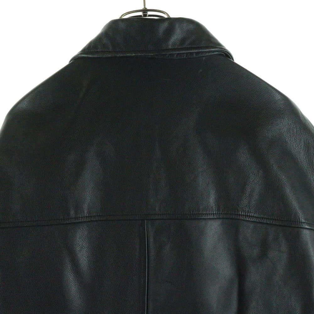 NO BRAND(ノーブランド) Sugar 胸プリント レザー カバーオール ブラック