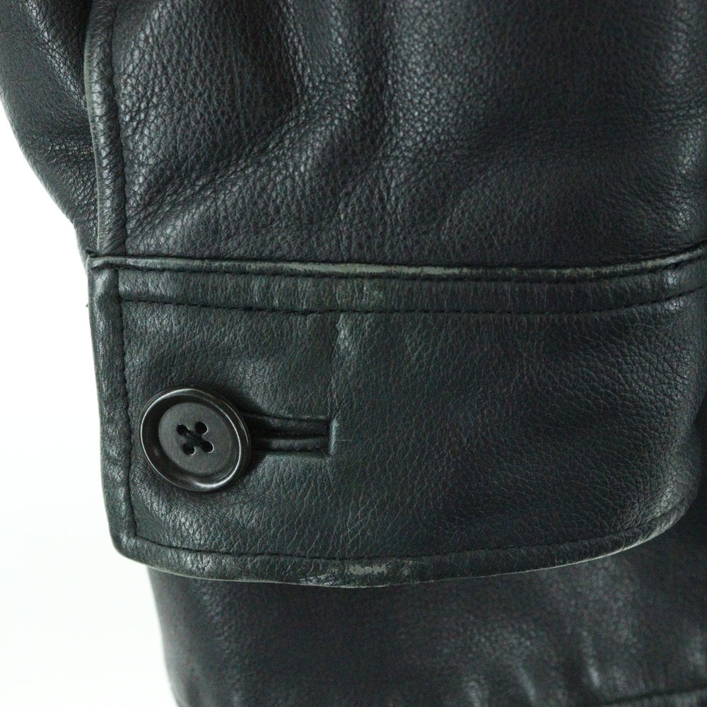 NO BRAND(ノーブランド) Sugar 胸プリント レザー カバーオール ブラック