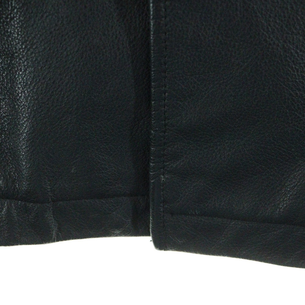 NO BRAND(ノーブランド) Sugar 胸プリント レザー カバーオール ブラック