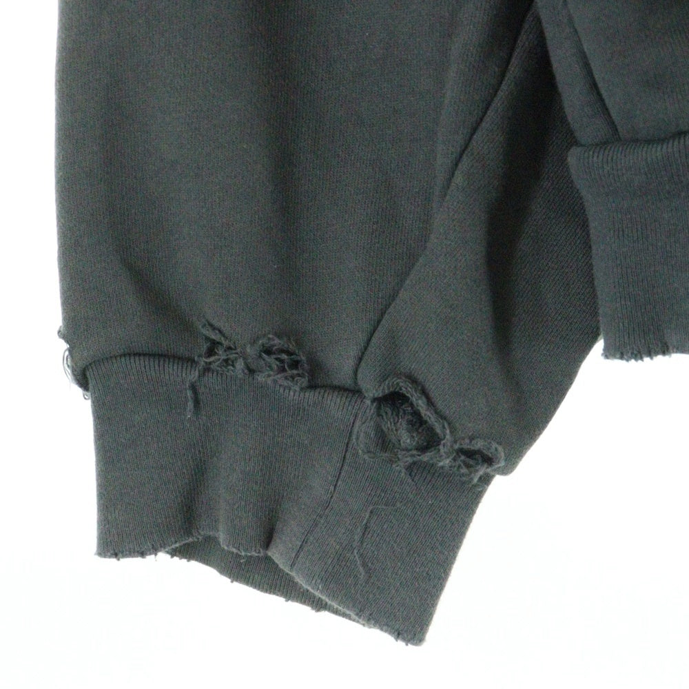 BALENCIAGA(バレンシアガ) 24AW Regular Zip Up Hoodie ロゴプリント ダメージ加工 ジップアップ スウェットパーカー フーディー チャコール 803264 TRVA4