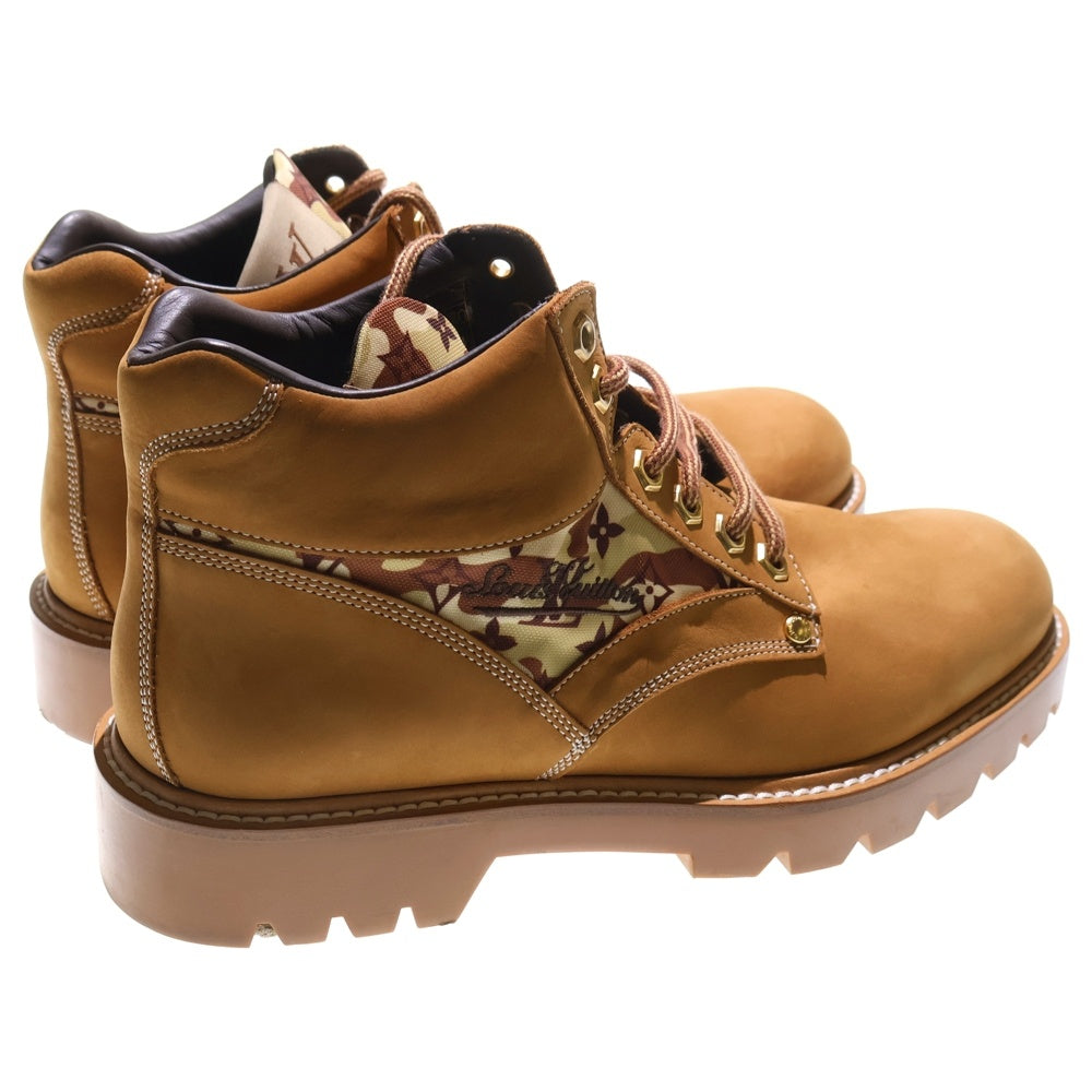 LOUIS VUITTON(ルイヴィトン) オーベルカンフ ライン レースアップ ヌバックレザー アンクルブーツ ブラウン FD1107