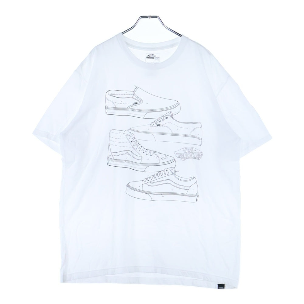 VANS(ヴァンズ) SLIM FIT スリムフィット スニーカー カラーコーディネートプリント クルーネック 半袖Tシャツ カットソー ホワイト