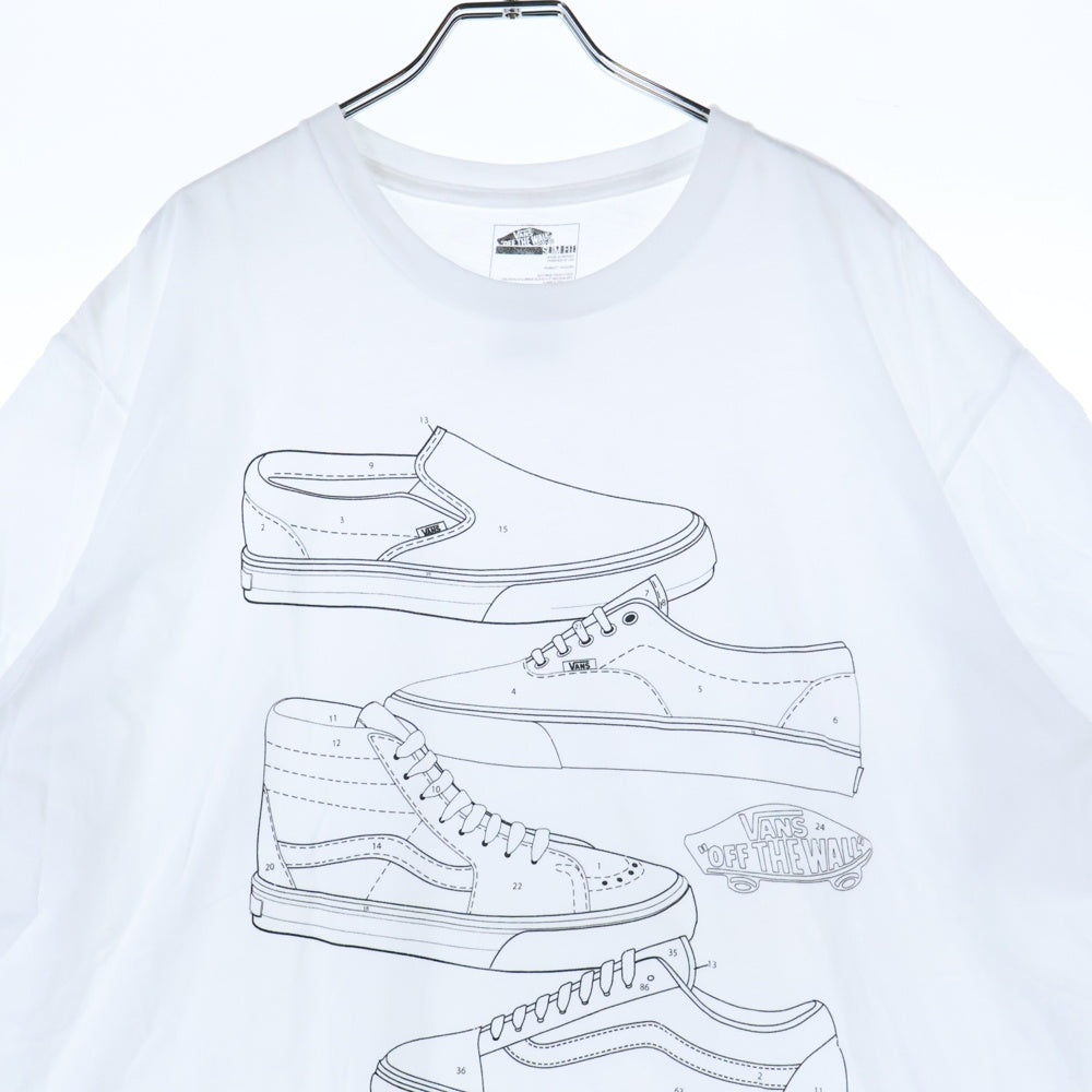 VANS(ヴァンズ) SLIM FIT スリムフィット スニーカー カラーコーディネートプリント クルーネック 半袖Tシャツ カットソー ホワイト