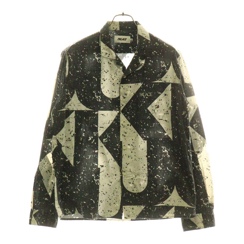Palace Skateboards(パレススケートボーズ) 17AW Spiritual Flake Shirt スピリチュアル フレーク 総柄 オープンカラー 長袖シャツ ブラック/ホワイト