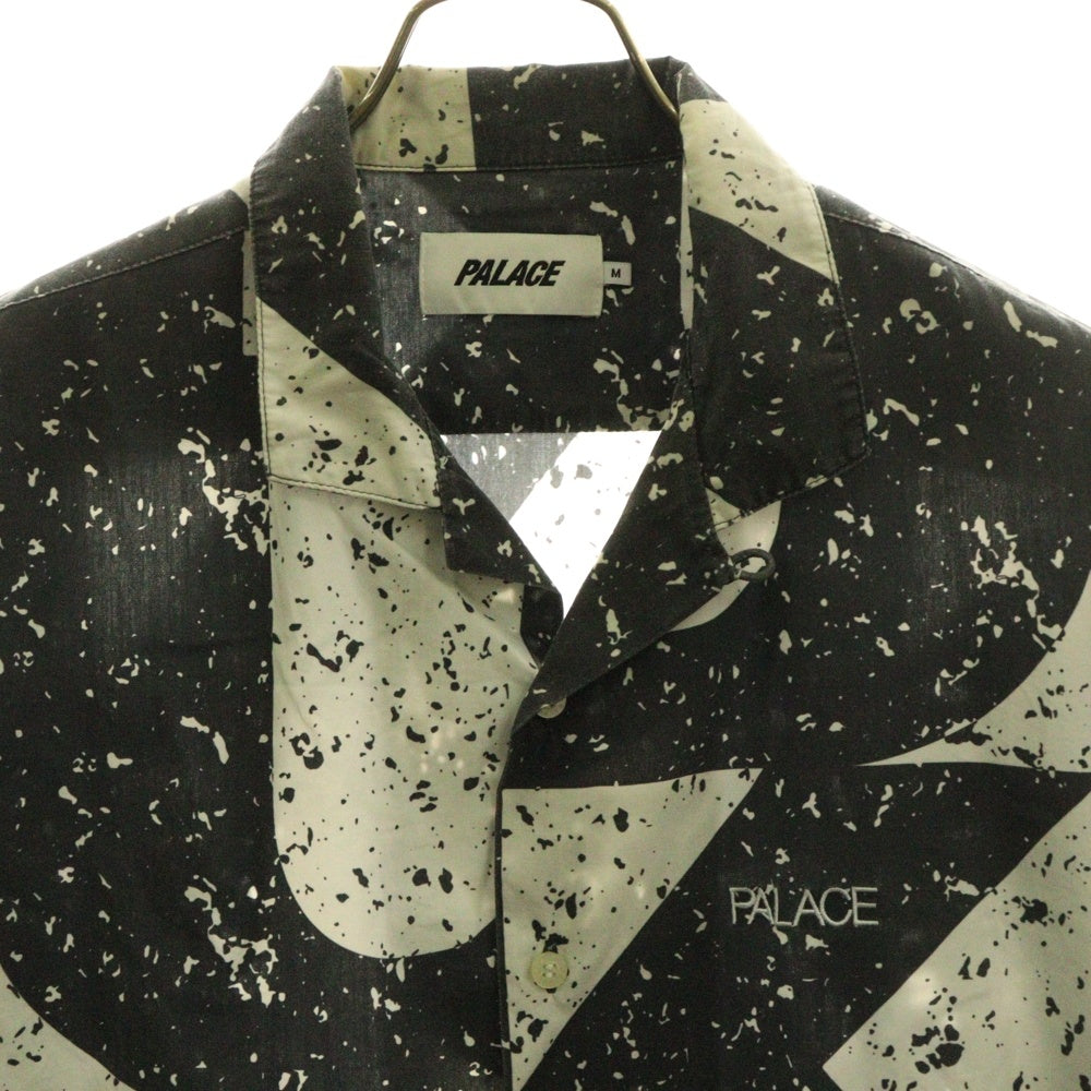 Palace Skateboards(パレススケートボーズ) 17AW Spiritual Flake Shirt スピリチュアル フレーク 総柄 オープンカラー 長袖シャツ ブラック/ホワイト