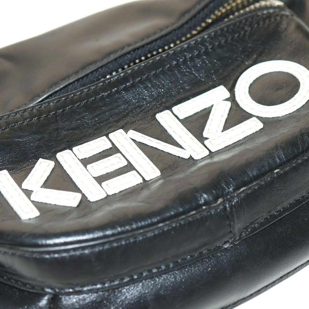 KENZO(ケンゾー) Logo Leather Bumbag ロゴレザー ショルダー ボディーバッグ ブラック