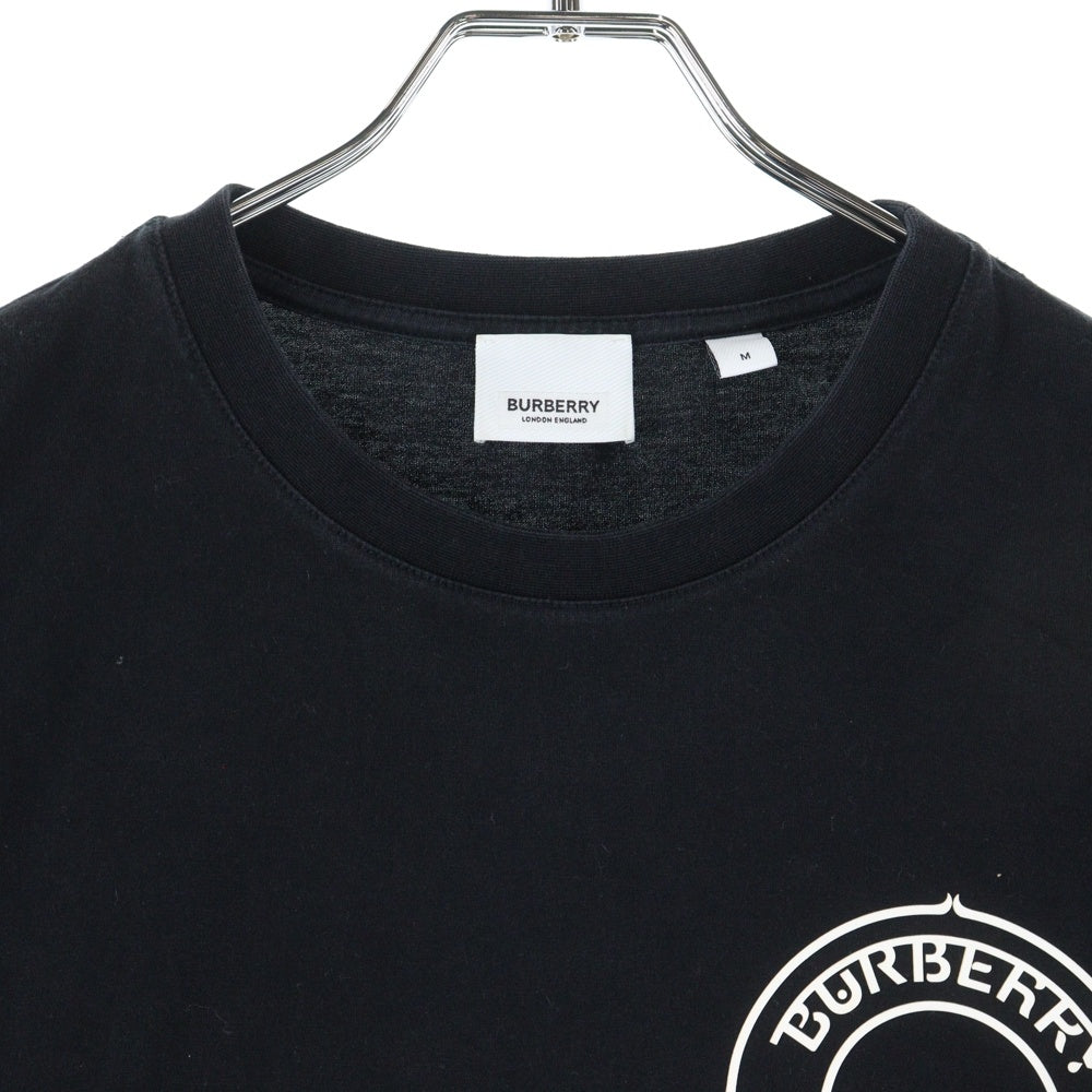 BURBERRY(バーバリー) サークルラバーロゴプリント クルーネック半袖Tシャツ カットソー ブラック 8034558