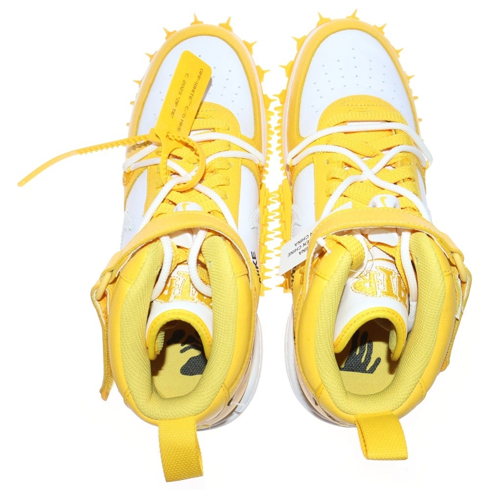 NIKE(ナイキ) ×OFF-WHITE AIR FORCE 1 MID SP LTHR オフホワイト エア フォース 1 ミッドカットスニーカー ホワイト/イエロー US10/28cm DR0500-101