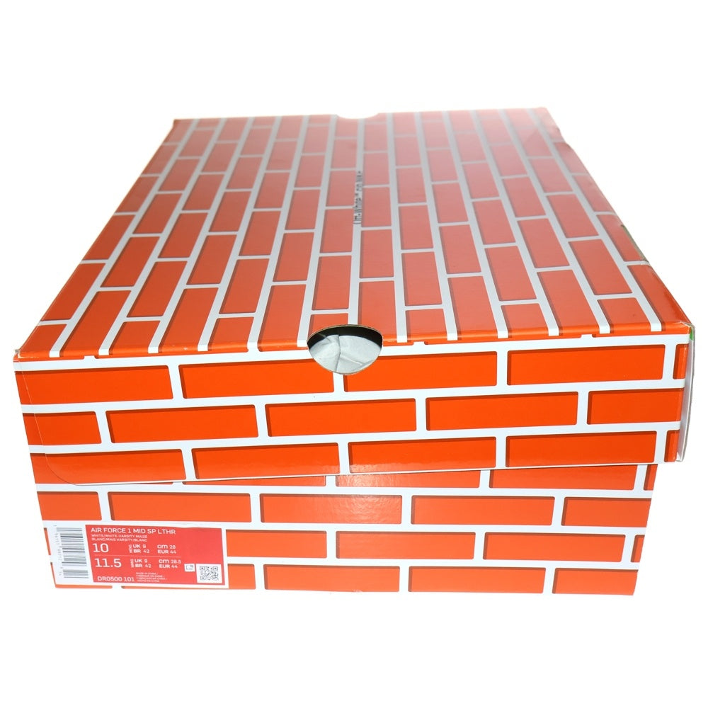 NIKE(ナイキ) ×OFF-WHITE AIR FORCE 1 MID SP LTHR オフホワイト エア フォース 1 ミッドカットスニーカー ホワイト/イエロー US10/28cm DR0500-101