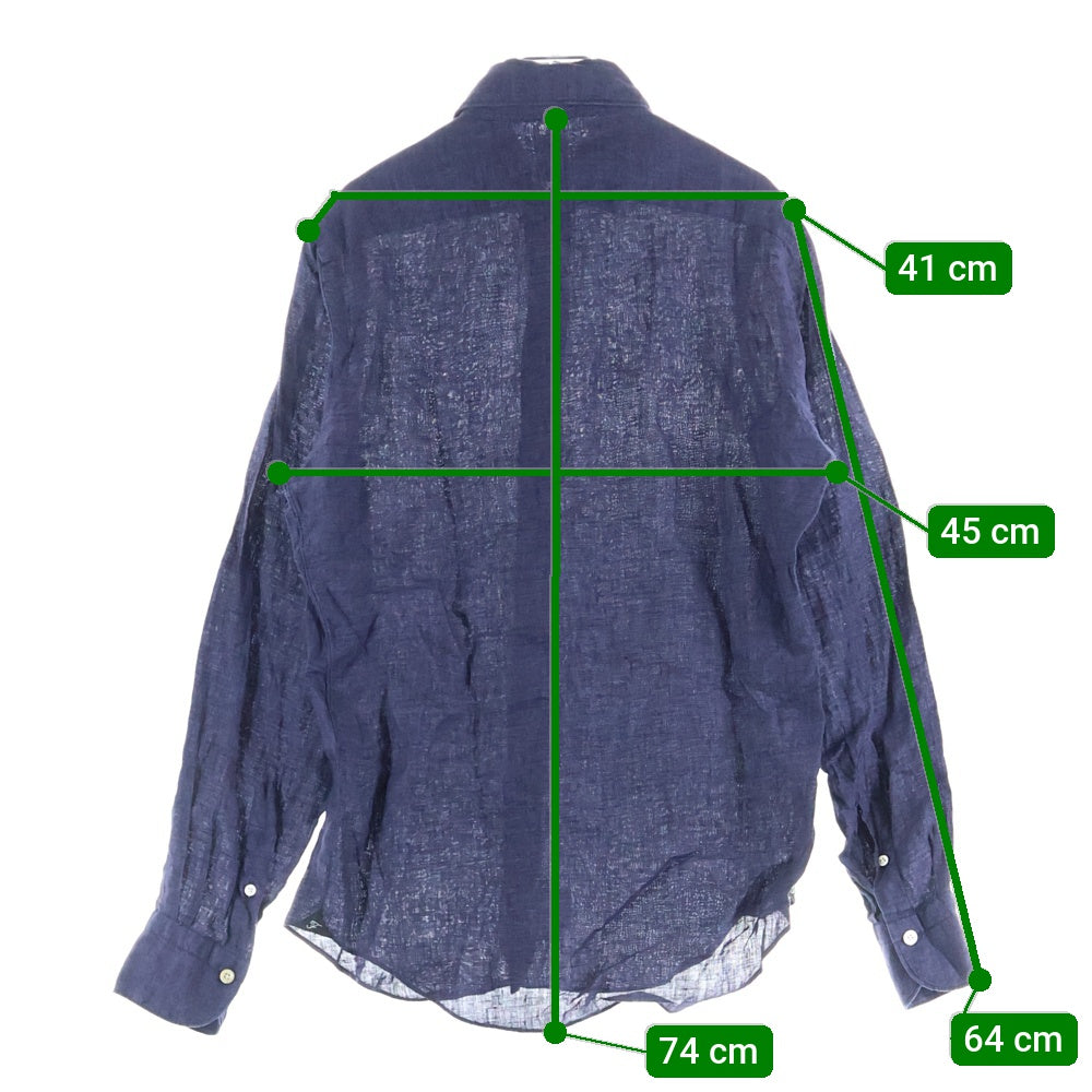 Finamore(フィナモレ) 長袖 リネンシャツ ネイビー