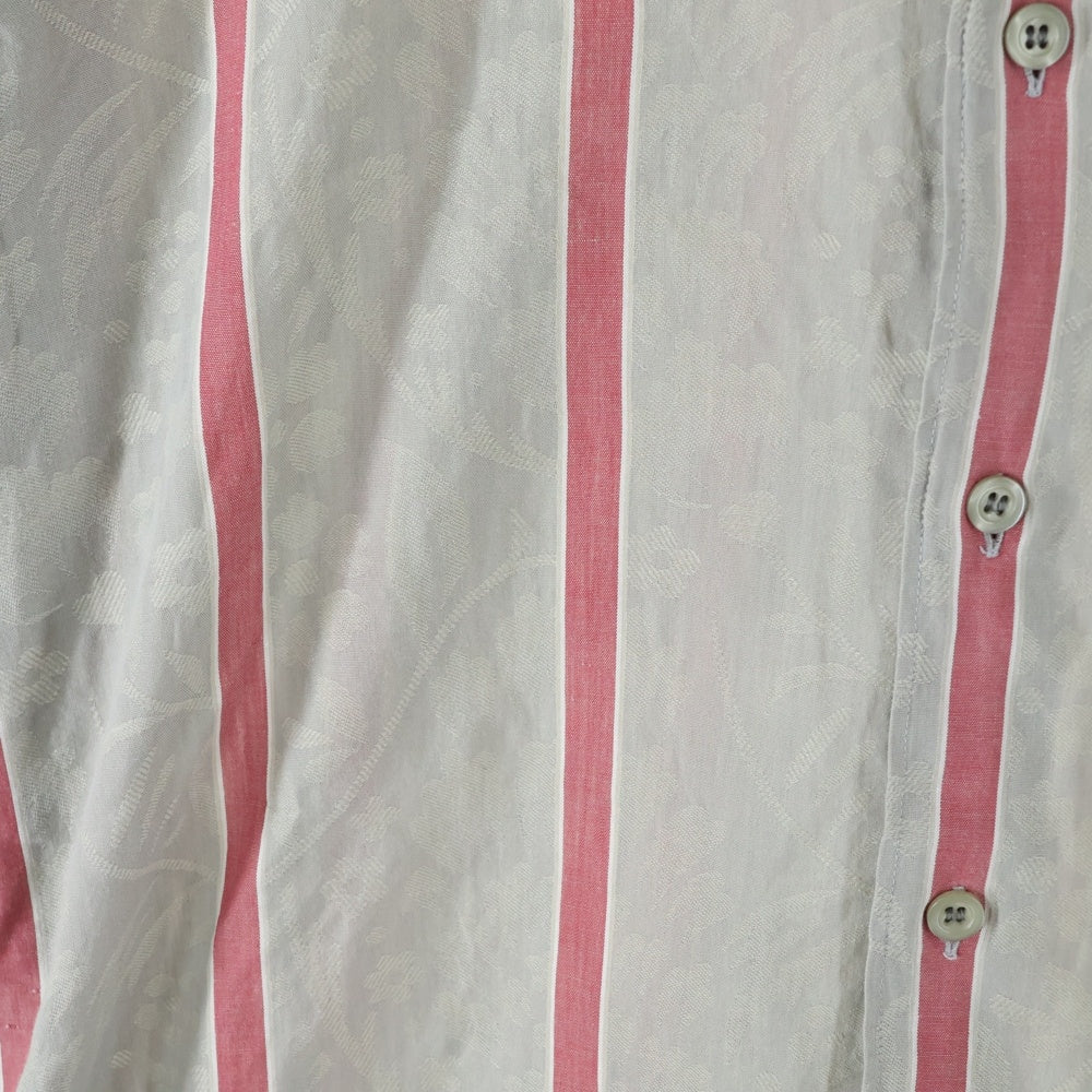 YVES SAINT LAURENT(イヴサンローラン) 90s ストライプ 右ポケット コットン長袖シャツ レッド/グレー