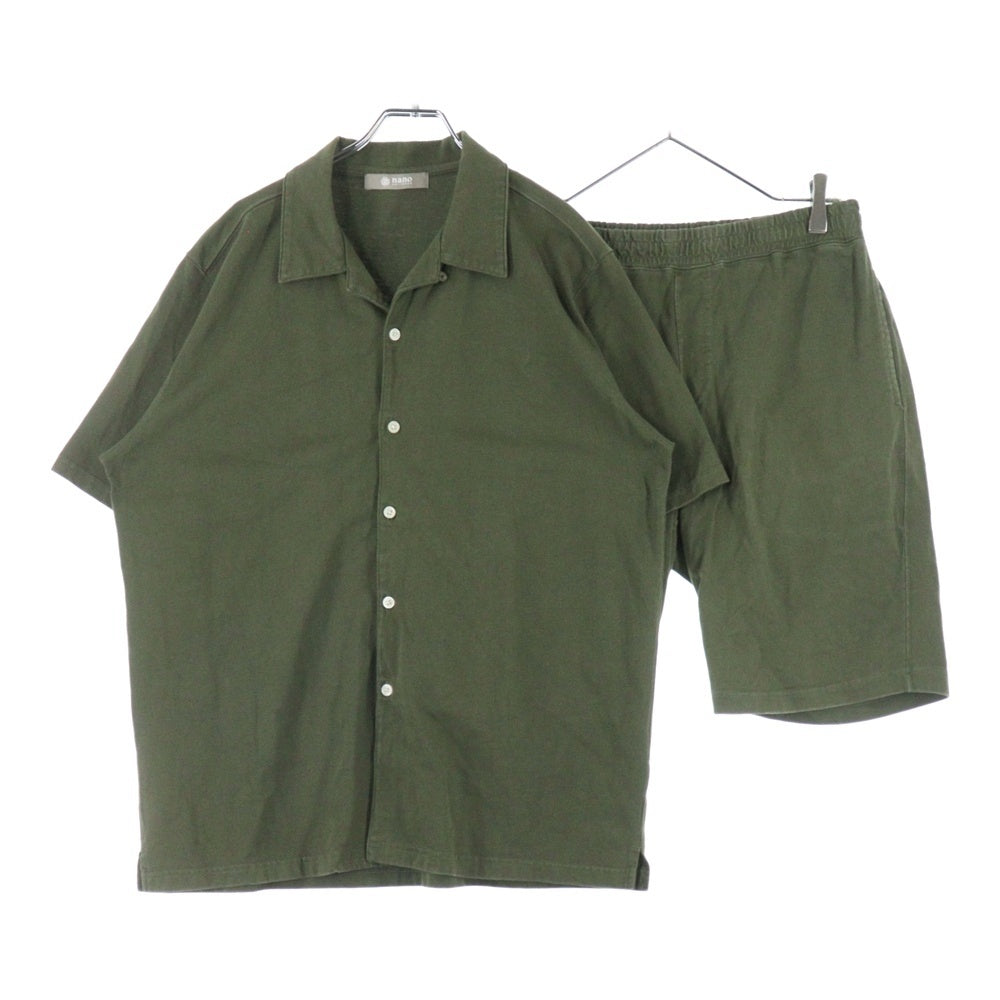 nano universe(ナノユニバース) コットン半袖シャツ ハーフパンツ セットアップ トラベルセット カーキ NUC81SSH001JS