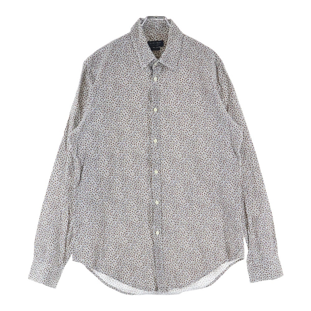 ZARA MAN(ザラマン) フラワー 総柄 コットン 長袖シャツ ブラウン