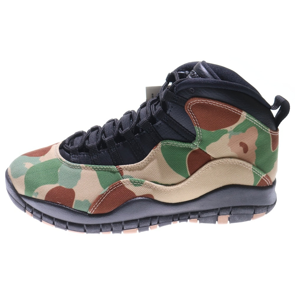 NIKE(ナイキ) AIR JORDAN 10 RETRO DUCK CAMO BLACK CLAY エアジョーダン10 レトロ ダック ミドルカット スニーカー カモ ブラック/グレー US8.5/26.5cm 310805‐200