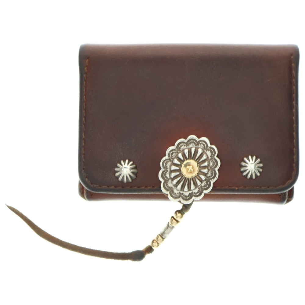 goro's(ゴローズ) K18付き フラワーコンチョ レザー カードケース 財布 焦げ茶