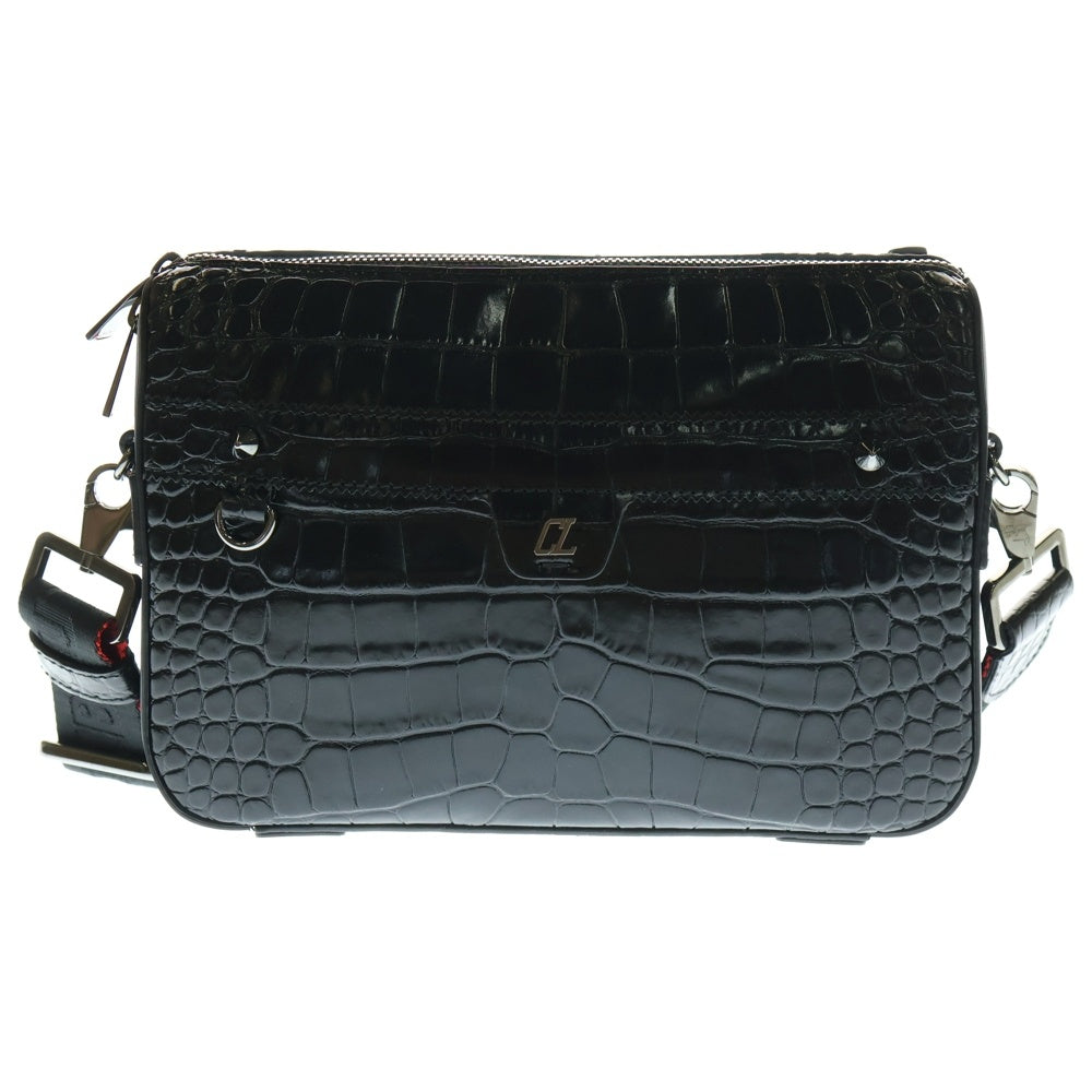 CHRISTIAN LOUBOUTIN(クリスチャンルブタン) Ruisbuddy ルイスバディ クロコ型押しレザー 2WAY クラッチバッグ ショルダーバッグ ブラック