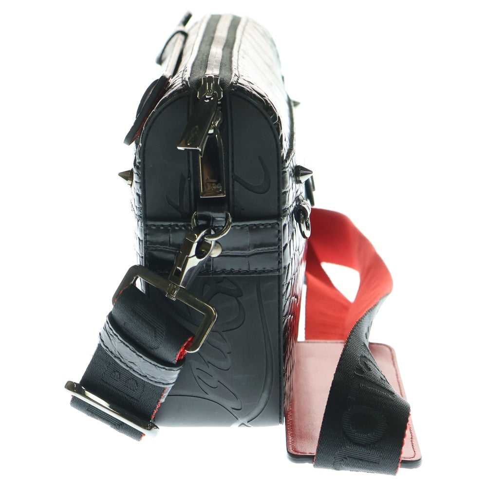 CHRISTIAN LOUBOUTIN(クリスチャンルブタン) Ruisbuddy ルイスバディ クロコ型押しレザー 2WAY クラッチバッグ ショルダーバッグ ブラック
