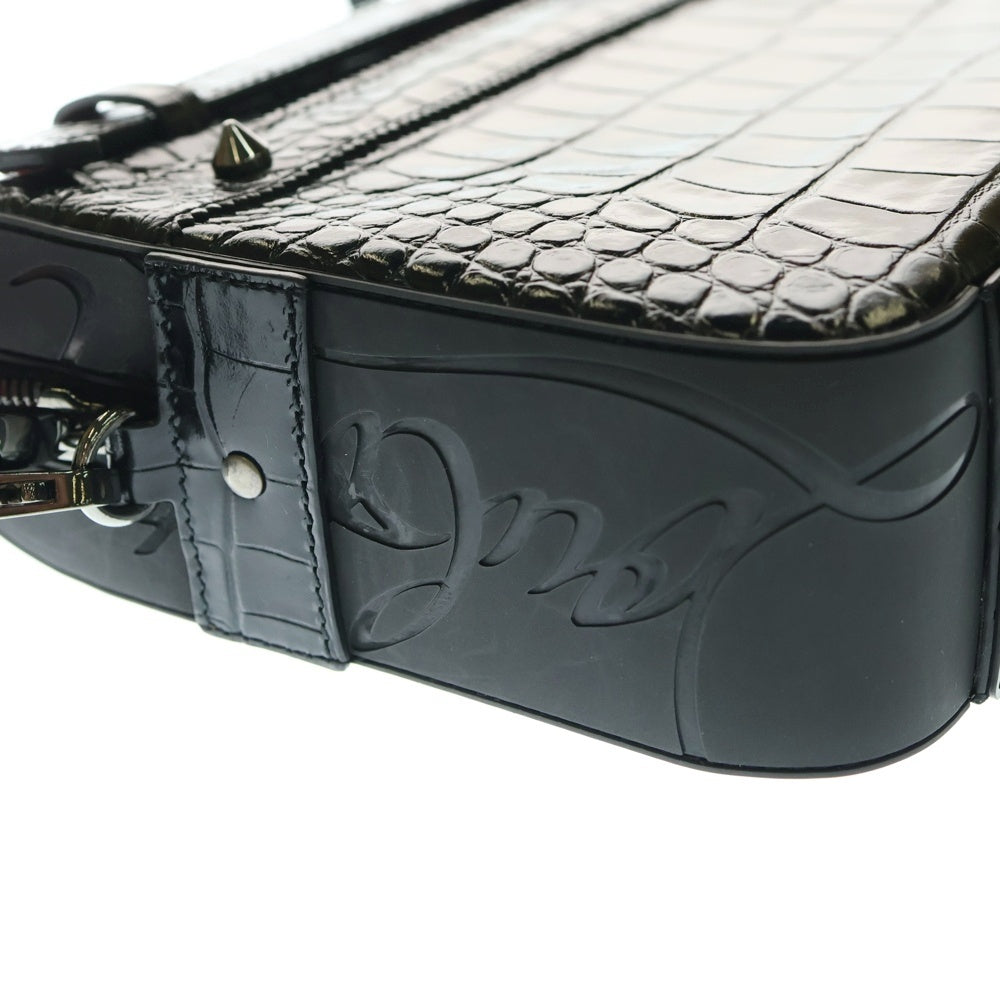 CHRISTIAN LOUBOUTIN(クリスチャンルブタン) Ruisbuddy ルイスバディ クロコ型押しレザー 2WAY クラッチバッグ ショルダーバッグ ブラック