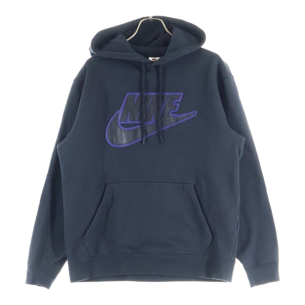 SUPREME(シュプリーム) 19AW ×NIKE Leather Applique Hooded Sweatshirt ナイキ レザーパッチ プルオーバースウェットパーカー フーディー ブラック CK6225-010