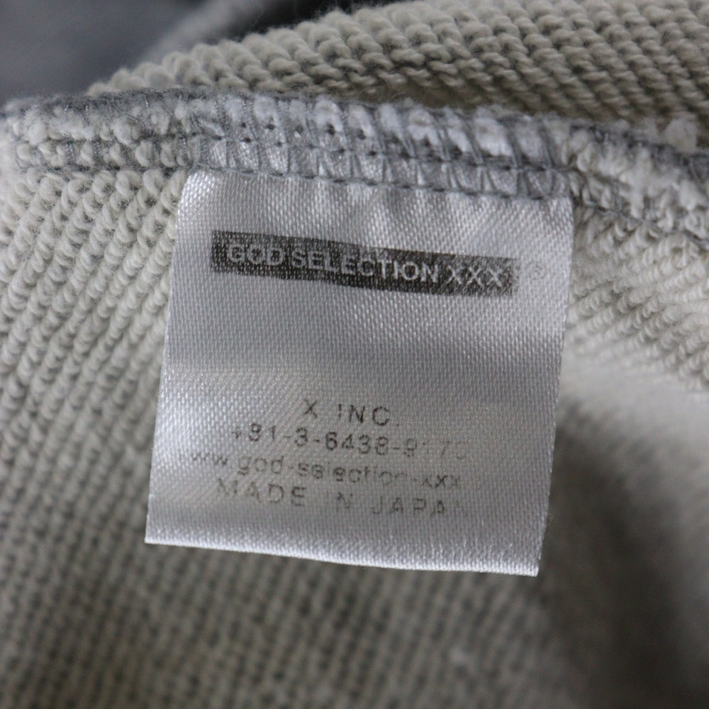GOD SELECTION XXX(ゴッドセレクショントリプルエックス) フロントロゴ刺繍 プルオーバーパーカー フーディー グレー