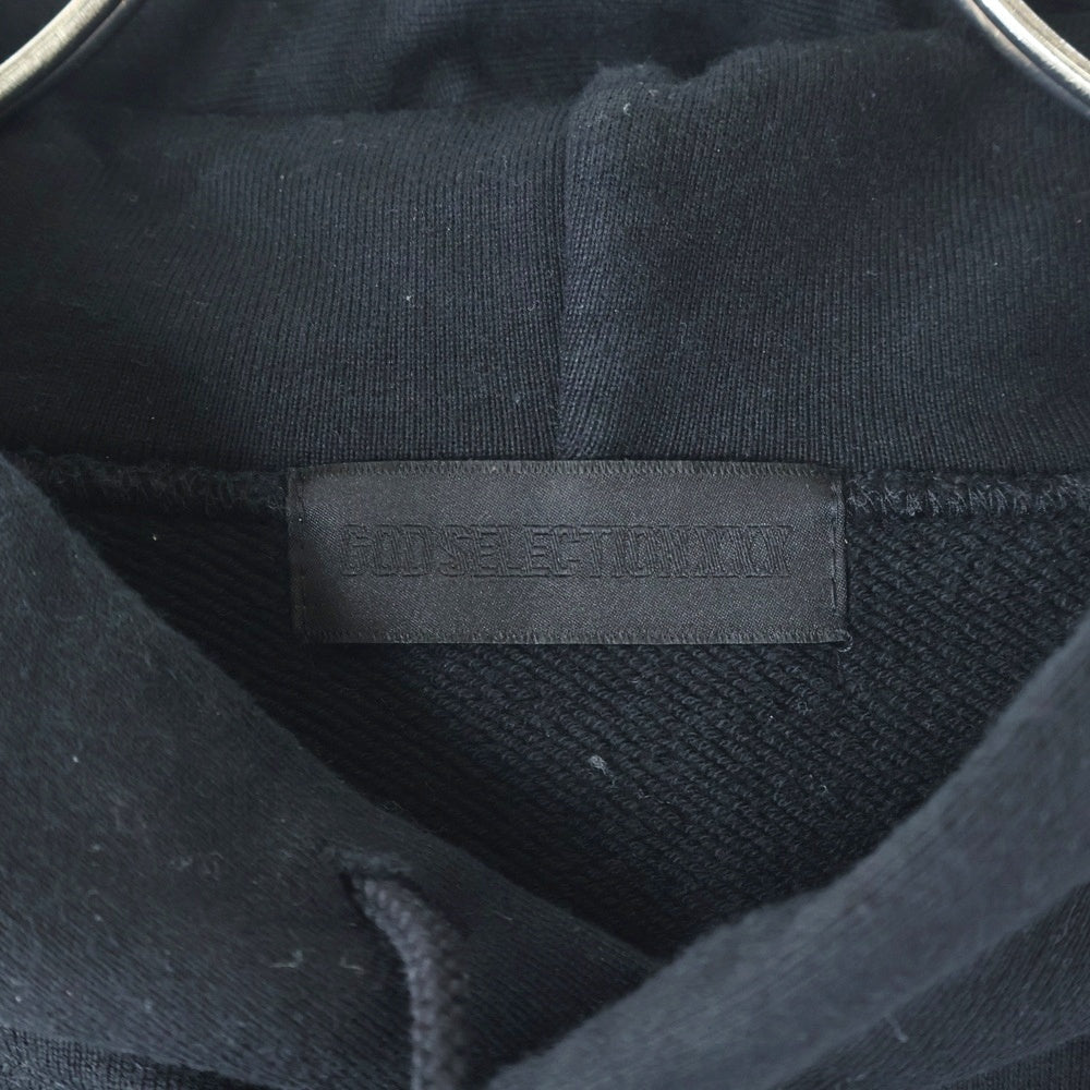 GOD SELECTION XXX(ゴッドセレクショントリプルエックス) 胸刺繍 プルオーバーパーカー フーディー ブラック GX-A21-HD-01