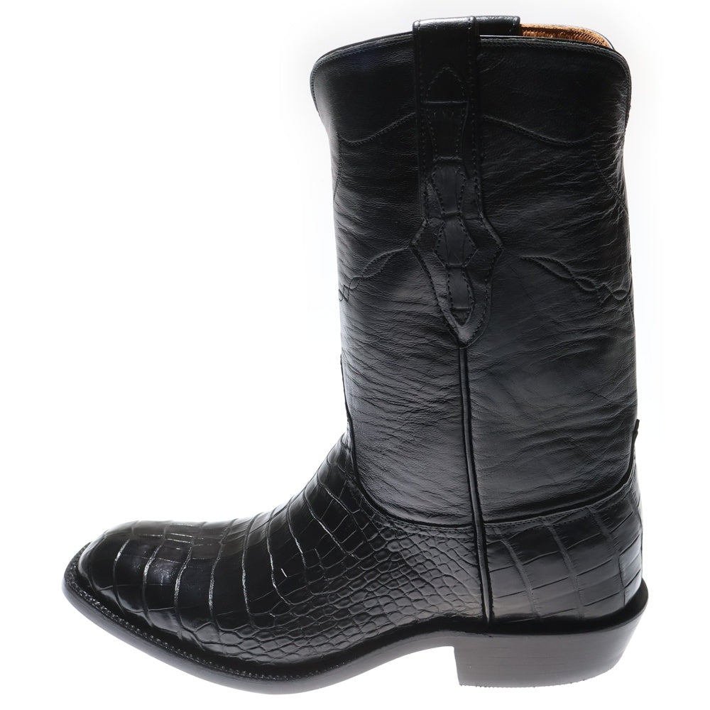 BLACK JACK(ブラックジャック) 13982 ALLIGATOR BELLY BOOTS アリゲーターベリー レザー切り替え ウエスタンブーツ ブラック