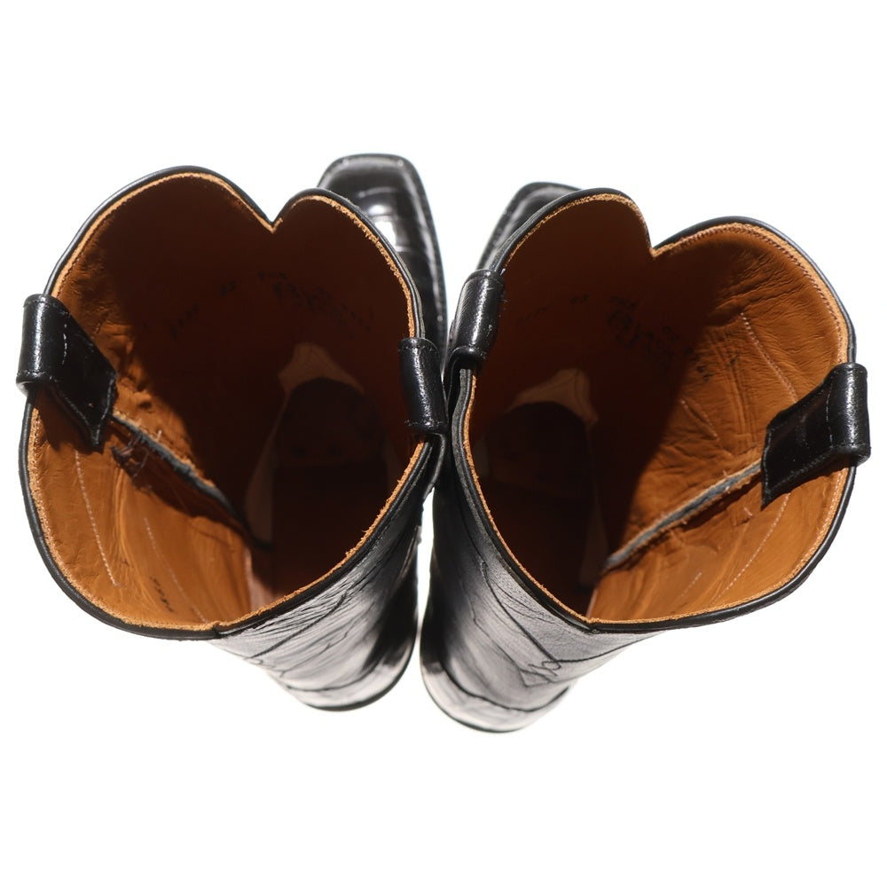 BLACK JACK(ブラックジャック) 13982 ALLIGATOR BELLY BOOTS アリゲーターベリー レザー切り替え ウエスタンブーツ ブラック