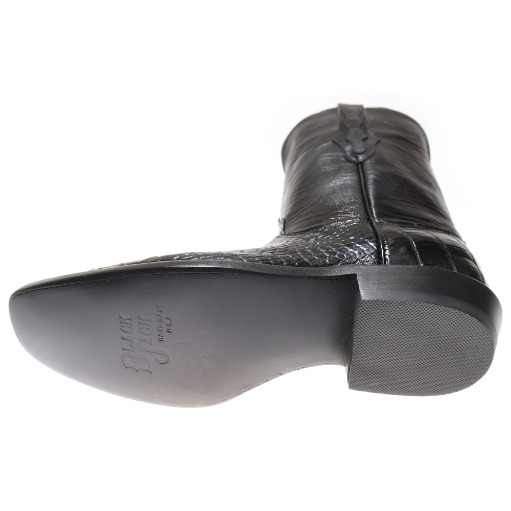 BLACK JACK(ブラックジャック) 13982 ALLIGATOR BELLY BOOTS アリゲーターベリー レザー切り替え ウエスタンブーツ ブラック