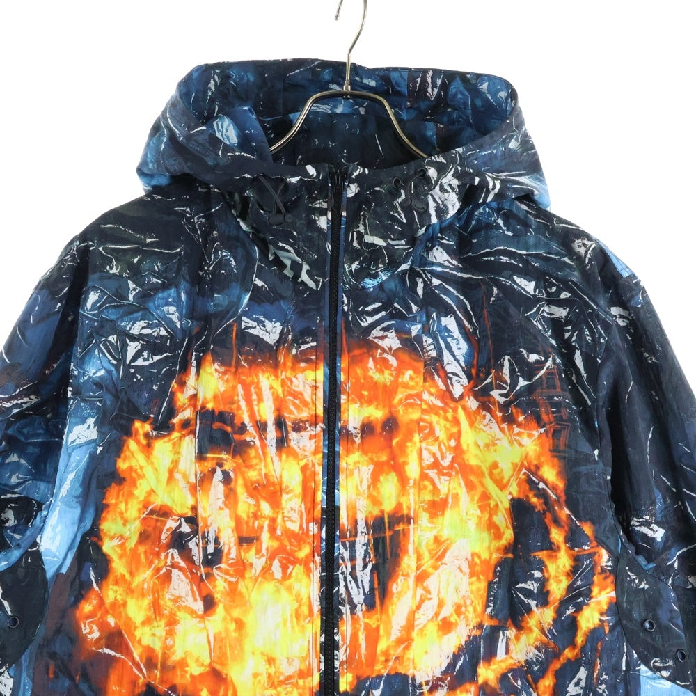 DIESEL(ディーゼル) J-WARRETT-POSTER 総柄 ナイロン ジップアップジャケット フーディー マルチ