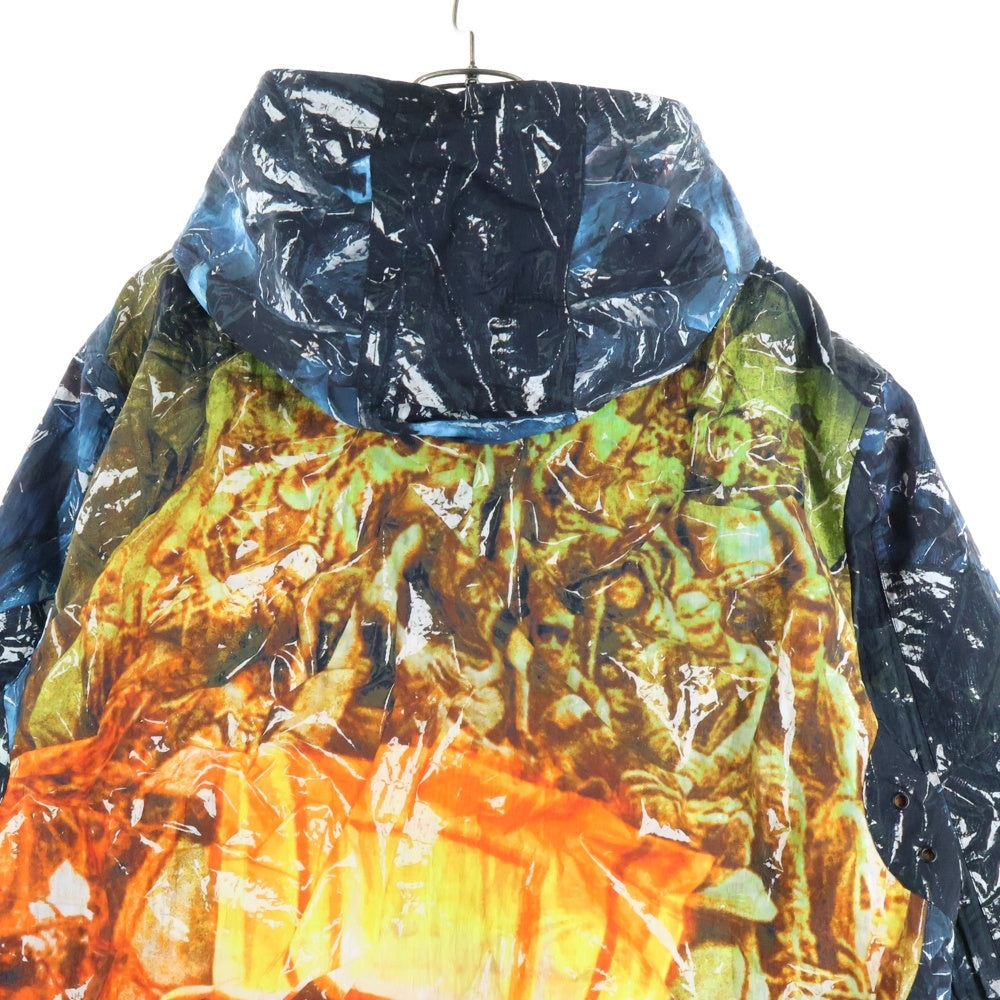 DIESEL(ディーゼル) J-WARRETT-POSTER 総柄 ナイロン ジップアップジャケット フーディー マルチ