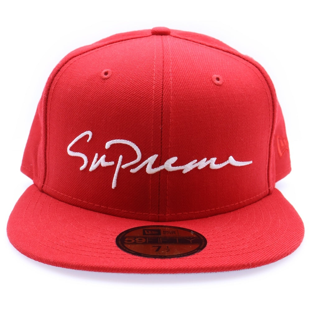 SUPREME(シュプリーム) 18AW ×NEW ERA Classic Script Cap ニューエラ クラシックスクリプトロゴ 刺繍 ベースボールキャップ レッド